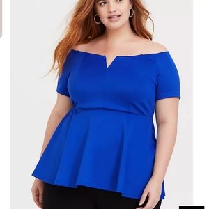 Electric Blue Scuba Knit Peplum Top